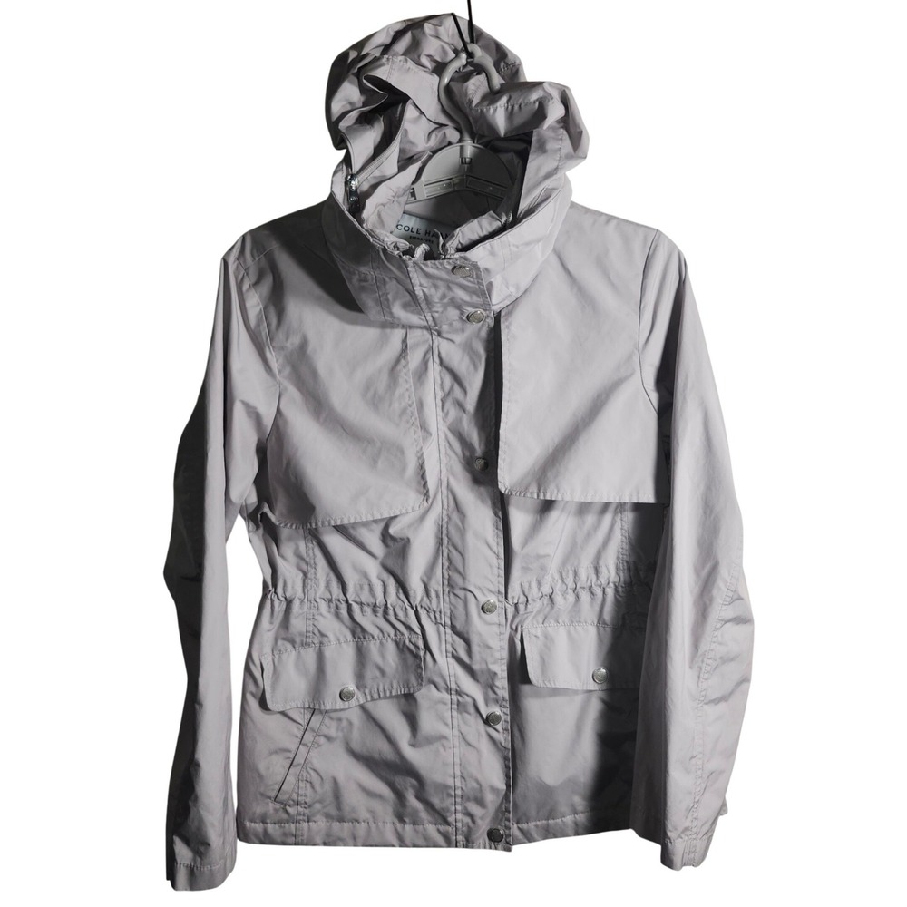 Cole Haan Signature Lightweight Hooded Jacket Gray Drawstring Utility Medium‎